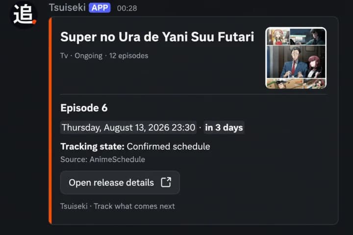 /next command output from the current Tsuiseki Discord bot